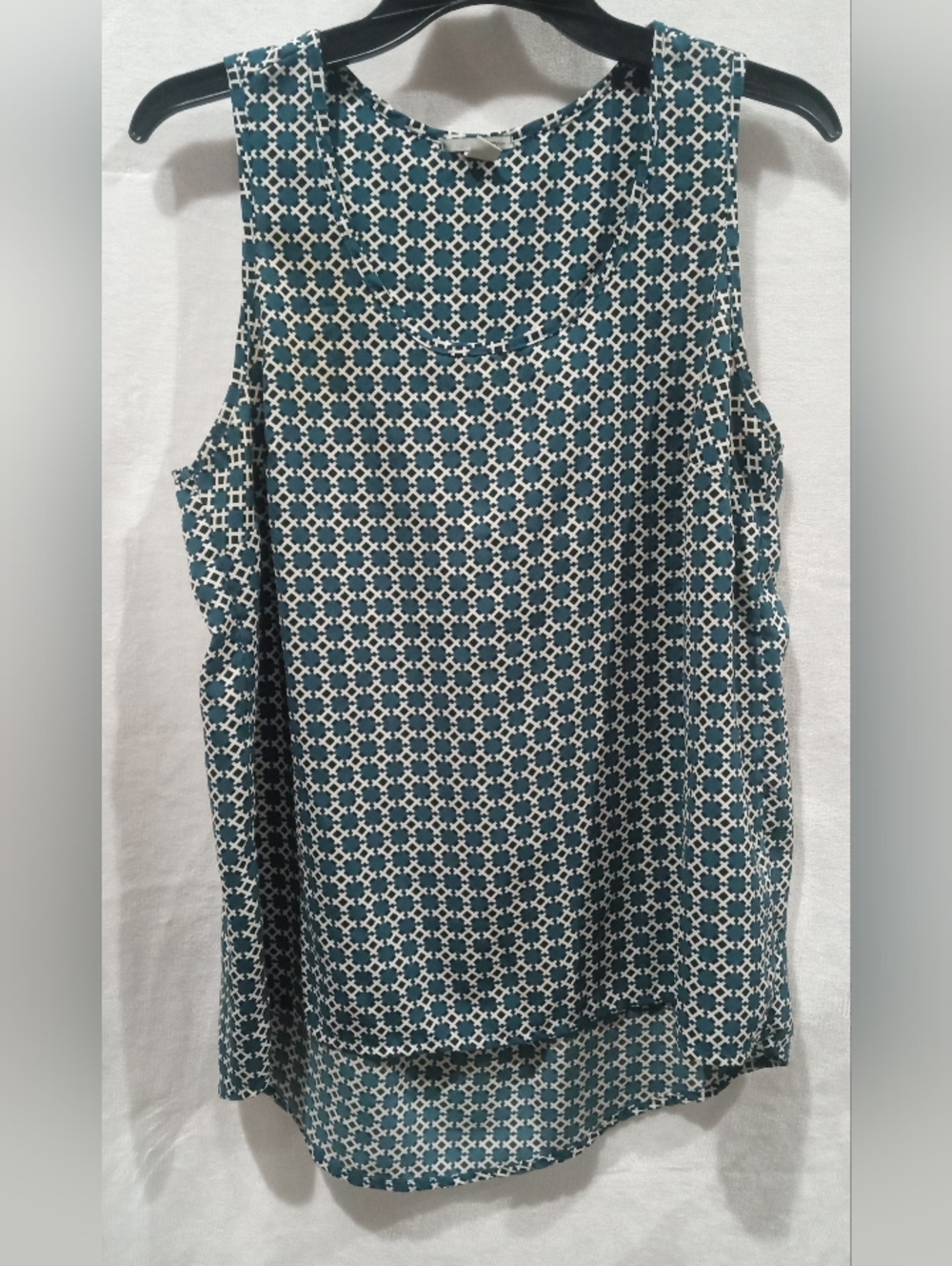 Halogen Teal and White Geometric Print Tank
